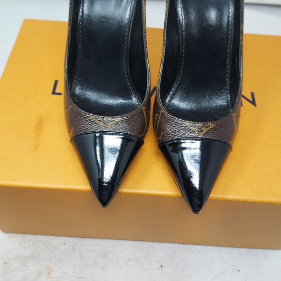 Louis Vuitton Brown Black Monogram Heel Shoe - Picture 8 of 13